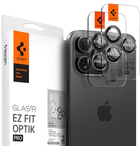 Spigen Glas.tR EZ Fit Optik Pro Tempered Glass Lens Protector for iPhone 14/15/16 Pro/Max (2 Pack) - ZeroOne Edition