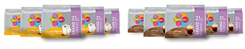 Tassimo Café Dosettes - 105 boissons Petit Déjeuner (lot de 5 x 21 boissons) & Café Dosettes - 105 boissons Long Classique (lot de 5 x 21 boissons)