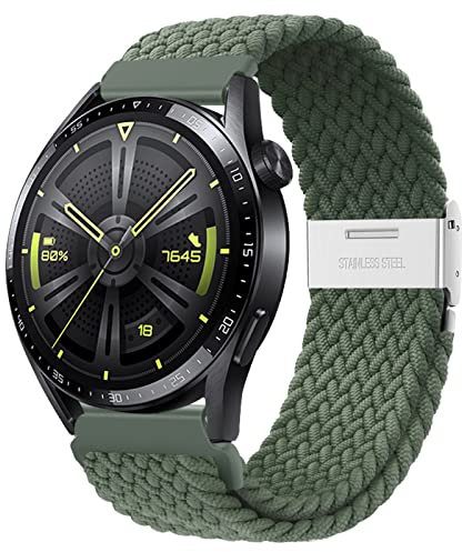 AidorMax Bracelet à Dégagement Rapide 20mm, Bracelet de Remplacement Elastique avec Boucle Réglable en Acier Inoxydable pour Montres Connectées et Montres Ordinaires (20mm, Vert Olive)