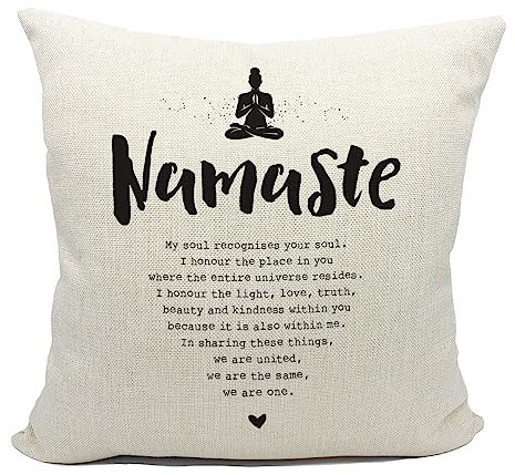 Mancheng-zi Meditationskissen, Yoga-Kissenbezüge, Zen-Dekor, 45,7 x 45,7 cm, Schwarz, Druckmuster, Glattes Gewebe, Umweltfreundliches Baumwoll-Leinen-Material, Perfekt für Yoga und Meditation, 1 Stück