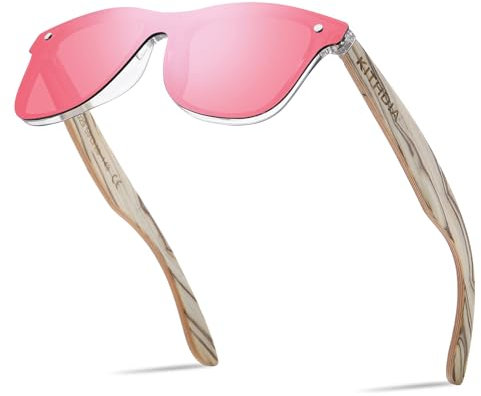 KITHDIA Holz Sonnenbrillen Herren und Damen Polarisierte Sonnenbrille mit Holzbügeln/UV400-Schutz C5029