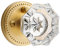 SORWDUERM Goldfarbene Türknäufe für den Innenbereich, satiniertes Messing, Privatsphäre, gebürstetes Gold, Türknauf für Schlafzimmer und Badezimmer, Glas, Zinklegierung, 1 Stück