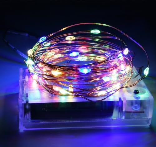 TuoTu Fairy Lights, Battery Operated Christmas String Lights with 8 Flashing Modes and 8-16 Hours Timer,5M/16ft 50 LED Copper Wire Light (Multi-Colored)