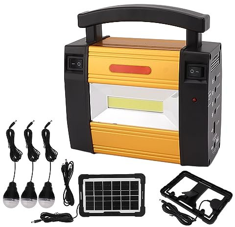 Central Eléctrica, Generador Solar de Central Eléctrica, Luces LED Portátiles, Batería de 5000 MAh con Bombillas de Panel Solar para Emergencia Al Aire Libre