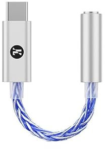 JCALLY JM6 Pro USB C Type-C to 3.5mm Dual DAC CX31993 MAX97220 Digital Audio Portable decoding amp HiFi DAC Mobile Headset Adapter for iPhone 15 Plus max Galaxy S23 Ultra Android Phone(Silver Blue)