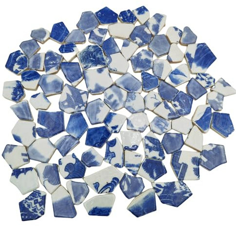 500 g Porzellan-Keramik-Mosaikfliesen, gebrochene unregelmäßige Mosaikfliesen für Heimwerker, Boden, Küche, Pool, Blumentöpfe, Mosaikherstellung (Porzellan 12)