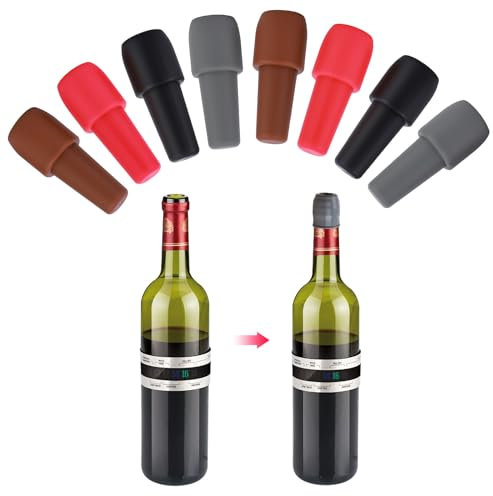 AIWMQYYF 8-Pack of Soft Silicone Wine stoppers, Wine Sealing stoppers, Reusable. Sparkling Wine Silicone Bottle Stopper, Used to Preserve red Wine and Alcoholic Drinks