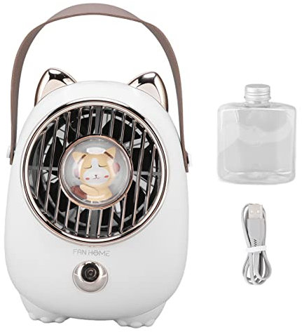 Mwrode Ventilador De Aire Acondicionado De 350ml, Enfriador De Aire Multifuncional, Pulverizador Humidificador Portátil con Luz LED Ambiental, Enchufe USB