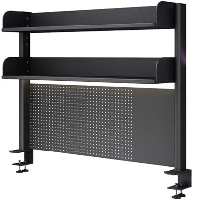 Clamp On Desk Organizer Shelf, Desk Extender Pegboard Workstation,Computer Desk Accessories for Office, Privacy Panel for Gaming Desk,Clamp-on 23.6/31.5/39.3in Desktop Shelving System ( Color : Black