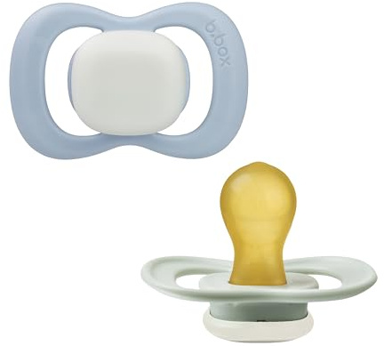 b.box Baby Schnuller Größe 2 (2er Pack) | Leuchtet im Dunkeln | Naturkautschuklatex | Runder Sauger | Bleibt Sauber | Baby Schnuller ab 6 Monate