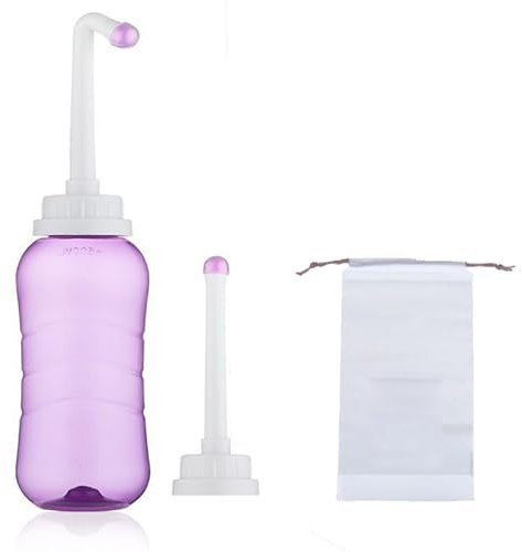 Portable Bidet and Spray Postpartum, Upside Down Peri Bottles for Postpartum Care, Douche Bottles for Women, Perineal Bottle for Perineal Cleansing, 500ml/16.9oz,Purple