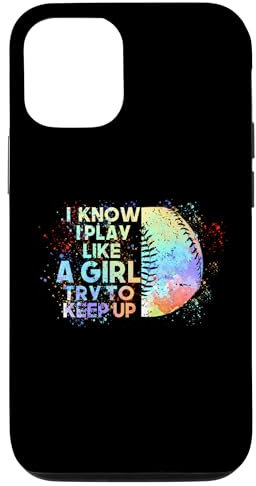 Coque pour iPhone 15 Pro Je sais que je joue comme une fille, essaie de rester fan de baseball