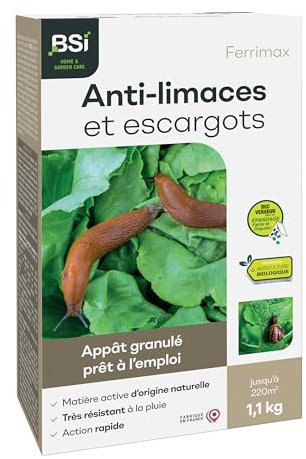 BSI - Anti-Limaces - Protection Contre Les limaces Ou escargots - pour Le Jardin comme Le Potager. Adapté en Agriculture Biologique - sans Danger Envers Les Animaux domestiques - 1,1kg