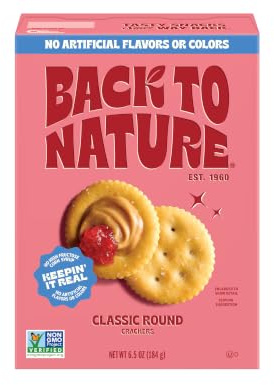 Back to Nature Classic Round Crackers, Non-GMO, Vegan Friendly Snack Cracker, Made with Wheat Flour & Sea Salt, Snack Happy, 6.5 oz Box