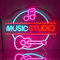 LMSIGNLY Panneaux néon pour décoration murale studio de musique lettres néon lumière néon à intensité variable guitare LED néon rose notes néon panneau néon pour studio de musique Live Musique Concert