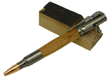 Handgedrechselter Kugelschreiber aus Eichenholz von einem Whisky Fass Holz, Jagd, Für Jäger (gunmetal)