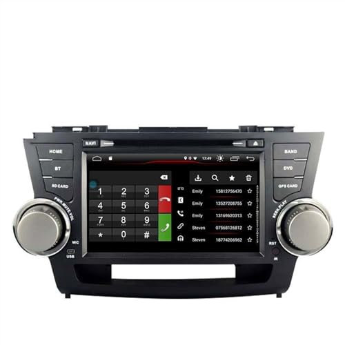 XÉBRAD Lecteur DVD de Voiture Carplay DSP Android 11, for Toyota, Highlander 2008-2011 WiFi GPS Navigation 2 Din autoradio multimédia stéréo Lecteur de Voiture à écran Tactile
