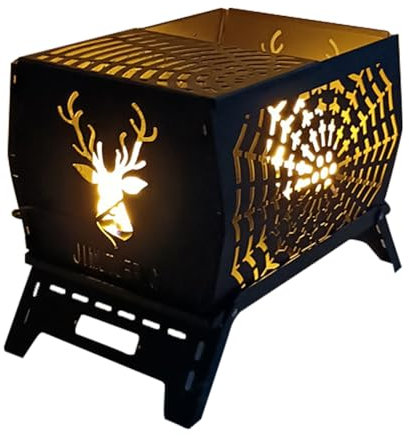 YIWEOG Soporte para fogata Estufa de leña portátil para Campamento Estufa de leña Plegable de Acero al Carbono para cocinar al Aire Libre Camping Picnic Mochilero Senderismo