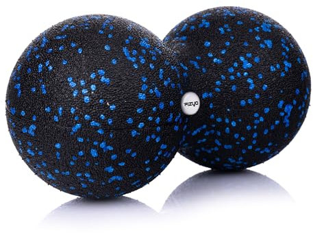 Fizyo Duoball 24x12 cm – Doppelball Massageball für Rücken, Nacken & Wirbelsäule – Faszienrolle für Triggerpunkte, Tiefengewebsmassage & Muskelentspannung – Physiotherapie & Faszientraining - Blau