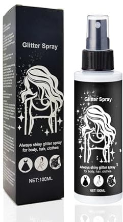 Glitzer Haarspray, 100ML Glitzer Spray Haare und Körper, Body Glitter, Glitzer Gesicht, Glitzerspray Kleidung, Body Glitter Spray für Halloween Fasching Birthday
