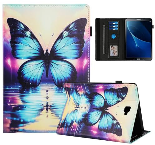 Rostsant Coque pour Samsung Galaxy Tab A6 10,1 Pouces SM-T580/T585 Impression Graphique Housse en Tablette Cuir PU Protection pour Samsung Galaxy Tab A6 10,1 SM-T580/T585 Papillon d'ombre