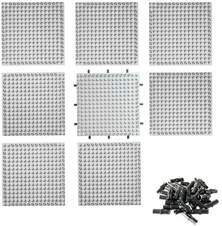 8pcs Base Plates Multipack Classic Baseplate Building Plates for Bricks 16x16 Architectural Panels Create Pixel Paintings & Wall Displays Compatible with Major Brick Brands (Grey)