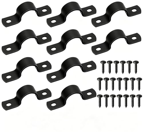 Mardatt Black 2 Hole Pipe Clamp,10 Set 20mm U-Rohrschellen, Starrer Rohrgurt, Rohrschelle Befestigungsschelle Metallkabelschellen Rohrbefestigungen