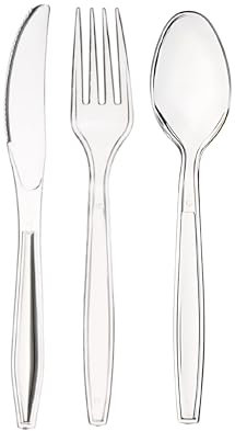 CaterCo 1500 Pieces Clear Plastic Cutlery Set - 500 Forks, 500 Knives, 500 Spoons - Heavy Duty, Reusable, for Parties, BBQs, Catering, and Events - 160mm Food Safe Cutlery - (1500 Pieces)