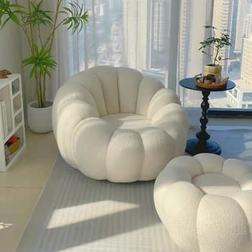 Generisch Drehbarer Sessel Sofa Lounge-Sessel mit Hocker im Lammfellimitat – 2-teiliges Set, gemütlich & modern