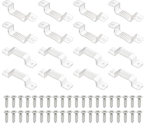 PATIKIL LED Strip Light Clips, 50er Pack Montagehalterung Soft Fixing Clips Klemmhalter mit Schrauben für 20mm breite 3528/5050 Neon RGB Lichtkabelband, Transparent