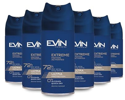 EVIN Homme | Deodorant für Herren 72H Extreme, Duft Zitrusfrüchte, Lavendel, Zedernholz, reguliert den Schweiß für 72h, 6 x 150 ml