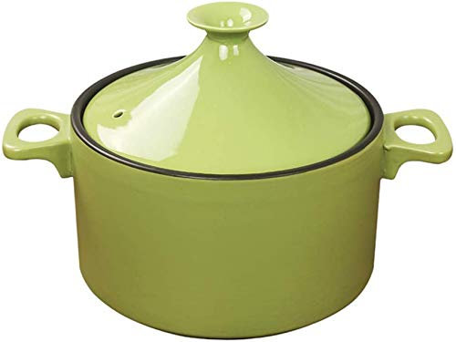 Olla para tagine, Cacerola de cerámica Artesanal, Olla de tagine de 4 l, guarnición para Salsas, sartén para estofar al Vapor, Olla de Barro Saludable para estofar a Fuego Lento, Color Amarillo, 4 l.