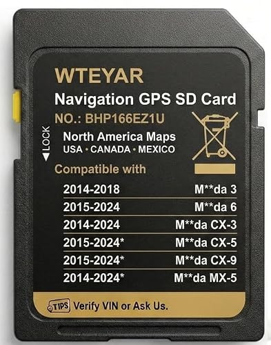 2026 BHP166EZ1U Navigation SD Karte für Mazda, USA/CAN/MEX Offline GPS, passend für Mazda 6 CX-5 CX-9 (2015-2024), Mazda 3 (2014-2018), CX-3 MX-5 (2014-2024), Plug & Play, HUD Speed Limit