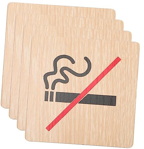 Kichvoe 4 Pièces Panneaux Interdiction de Fumer Bois Signe Publicitaire pour Hôtels Restaurants