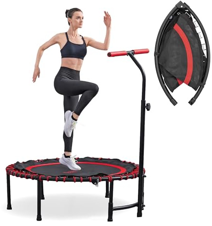Bestway AeroBounce Rebounder Trampoline - 47/53 Low Impact Foldable Mini Exercise Trampoline with Adjustable Foam Handlebar