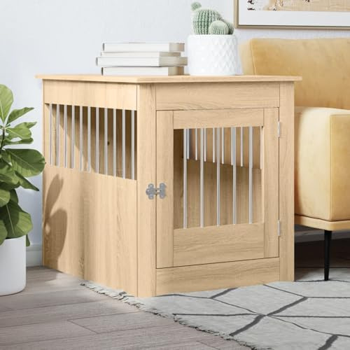 Rantry Hundekäfig im Möbelstil Sonoma-Eiche 64,5x80x71cm Holzwerkstoff Hundebox Model838332