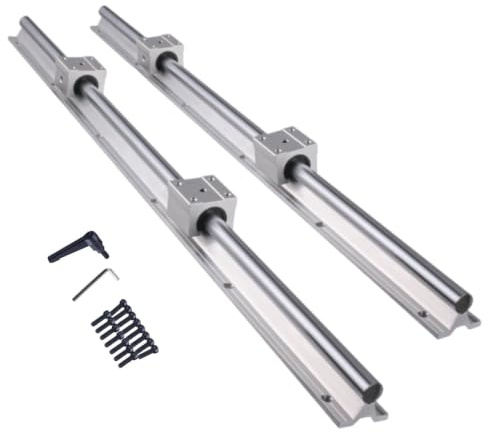 DIBOTISCNC Linearschiene SBR20 500mm 2 Stück Silber Linearführung mit 4 Stück SBR20UU Lagerblöcken Rostfreie Linearlagerschiene mit vorgebohrten Löchern für DIY 3D-Drucker