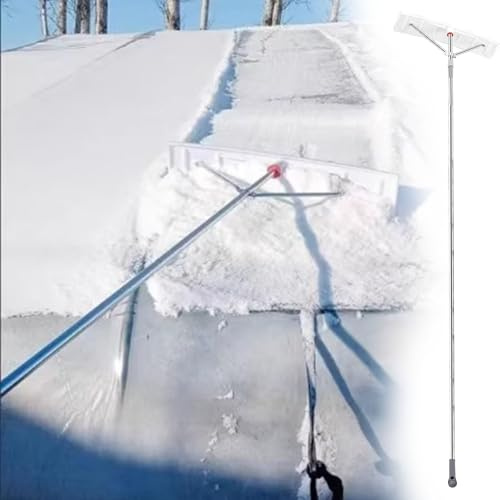 Schneeschieber Dach Teleskop-Schneeschaufel für Hausdächer Hochleistungs-Schneeschieber für Wohnmobil-Pavillons Leichter Schneeschieber Fürs Dach mit 77.5 cm Breiter Klinge