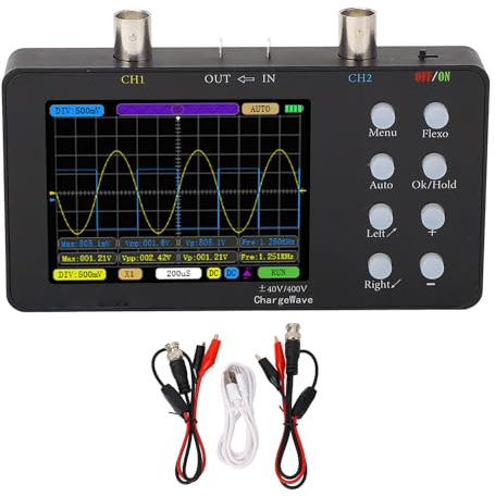 Garosa Oscilloscopio a 2 Oscilloscopio Digitale a Doppio Canale Frequenza di Campionamento 50M Profondità di Memorizzazione 20K Display LCD 3,2 Pollici con Display a 12 Parametri per