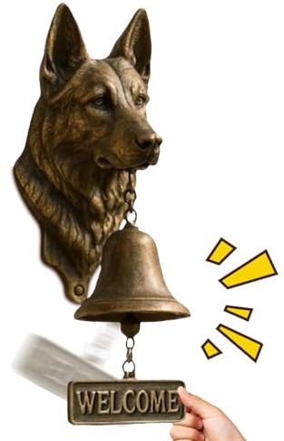 Welcome Dog Themed Doorbells - Rustic Wall Mounted Vintage Animal-Themed Doorbells Chime - Front Door Dog Head Bell - for Gate Garden Yard Home