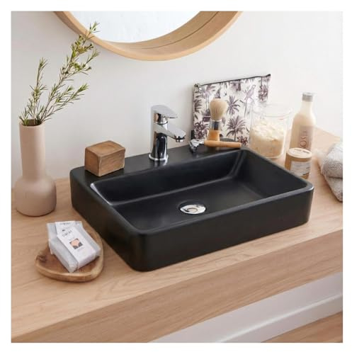 MOB-IN Lavabo rettangolare in resina nera 50 x 37 cm