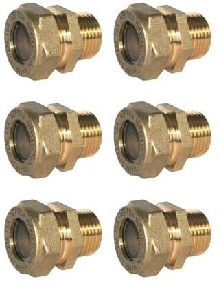 Stahlmann Lot de 6 raccords de manchons de couplage pour tuyau ondulé en acier inoxydable, montage rapide, EasyFix, Fitting Full - Taille : M 20 x 3/4 EF