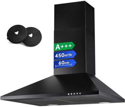 TopStrong 60cm Cooker Hood, A+++, 450m³/h, LED, Recirculating & Ducted | Carbon Filters Included