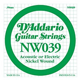 D'Addario NW039 Nickel Wound Electric Guitar Single String, .039