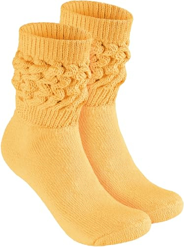 BRUBAKER Slouch Socken - Damen Schoppersocken für Fitness, Yoga, Workout, Gymnastik und Wellness - 1 Paar Knit Sportsocken für Frauen