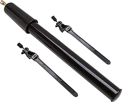Durca 801602 Pompe Classique à Raccord Mixte, Embouts et Adaptateurs, Compatible Valves Presta et Schrader, Pression 3 Bar / 43 PSI dble Colliers. 300mm. 3bar avec Fixation Vélo Fournie, Noir, 300 mm