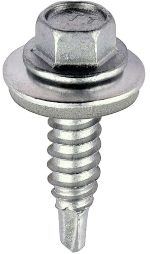 TIMCO Hex Stitching Screw - 6.3 x 22 and Washer M16 - Silver Ruspert - Box of 100