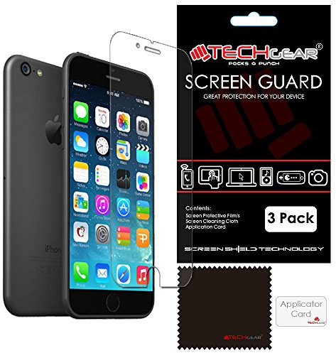 TECHGEAR [3 Pack] Screen Protectors for iPhone 6s, iPhone 6 (4.7 Inch) - Ultra Clear Screen Protector Guard Covers Compatible with Apple iPhone 6s, iPhone 6 (4.7 Inch)