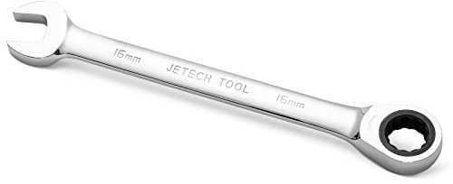 Jetech 16 mm Chiave combinata a cricchetto da, in acciaio Cr-V di grado industriale, con finitura cromata lucida