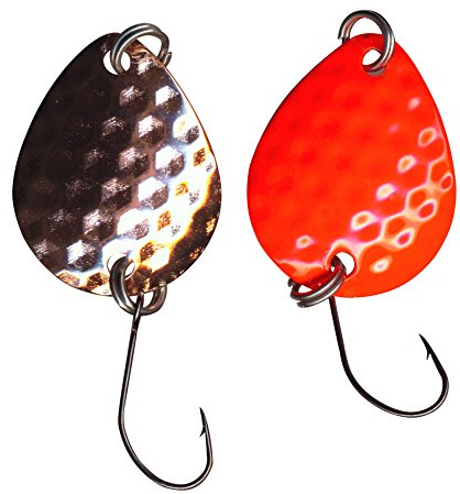FTM Bilg Spoon - 2 Plättchen 1,7g Forellenblinker zum Spinnfischen auf Forellen & Barsche, Blinker zum Forellenangeln, Spoonblinker, Farbe:kupferfarben/rot